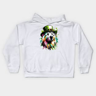 Caucasian Shepherd Dog Celebrates Saint Patrick's Day Kids Hoodie